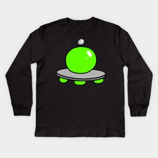 Green Orb UFO Kids Long Sleeve T-Shirt